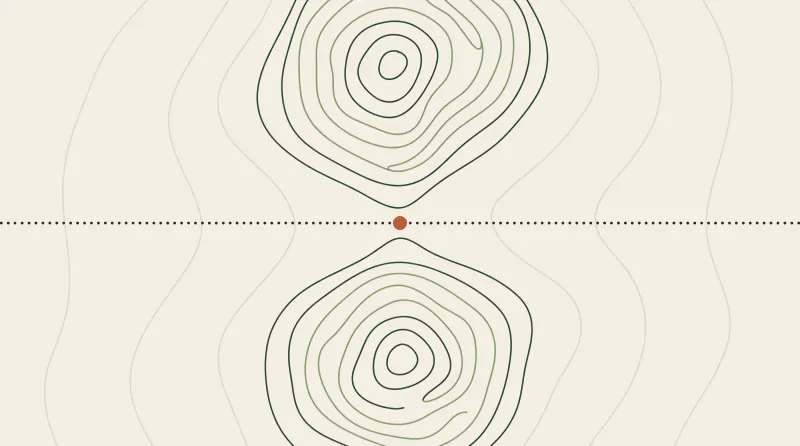 Topographic map graphic with two mountains above and below a pass and a level path across the saddle, guide to what an AI consultant costs in 2026