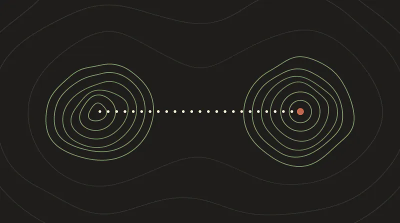 Topographic map graphic with two peaks joined by a straight dotted path, a symbol of American AI tools meeting GDPR in Europe
