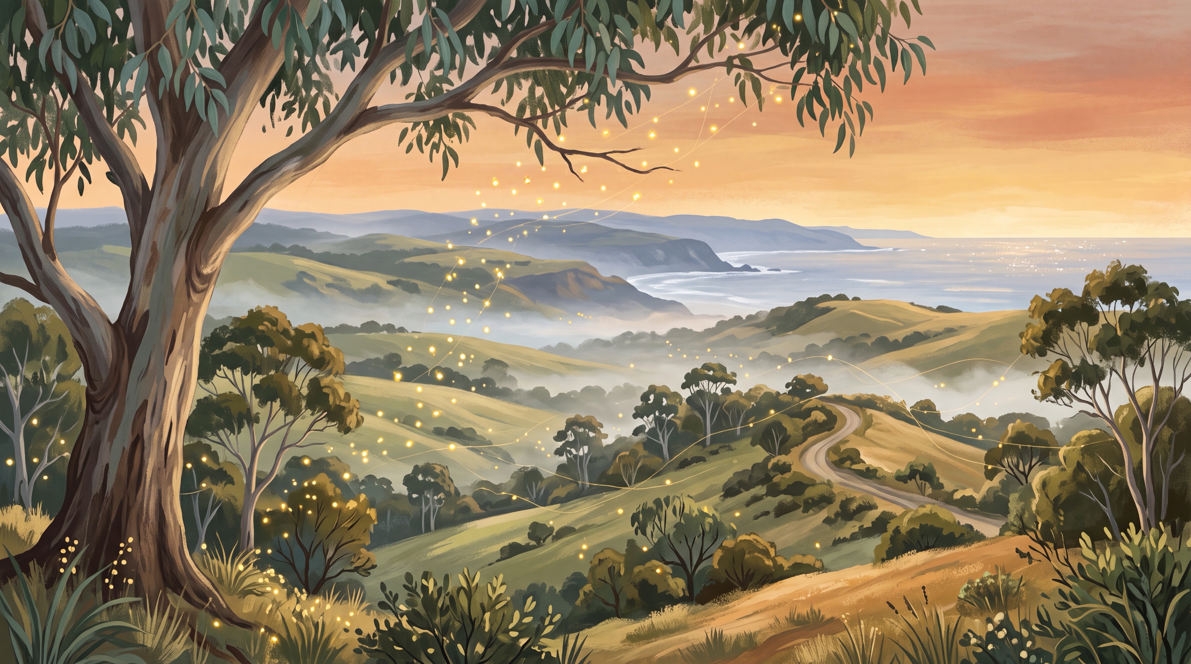 Editorial illustration of Claude AI as a tool for Australian businesses